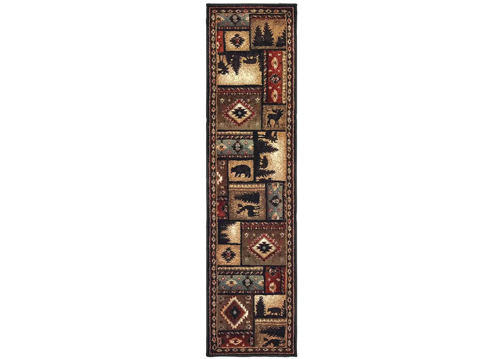 Woodlands 1'10" x 7'6" Black Rug