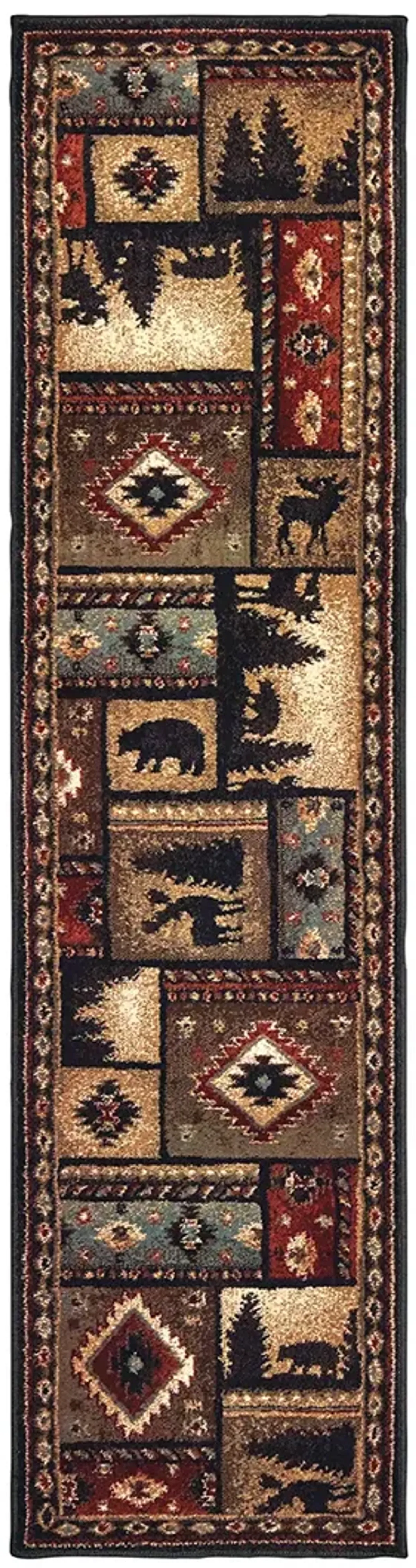 Woodlands 1'10" x 7'6" Black Rug