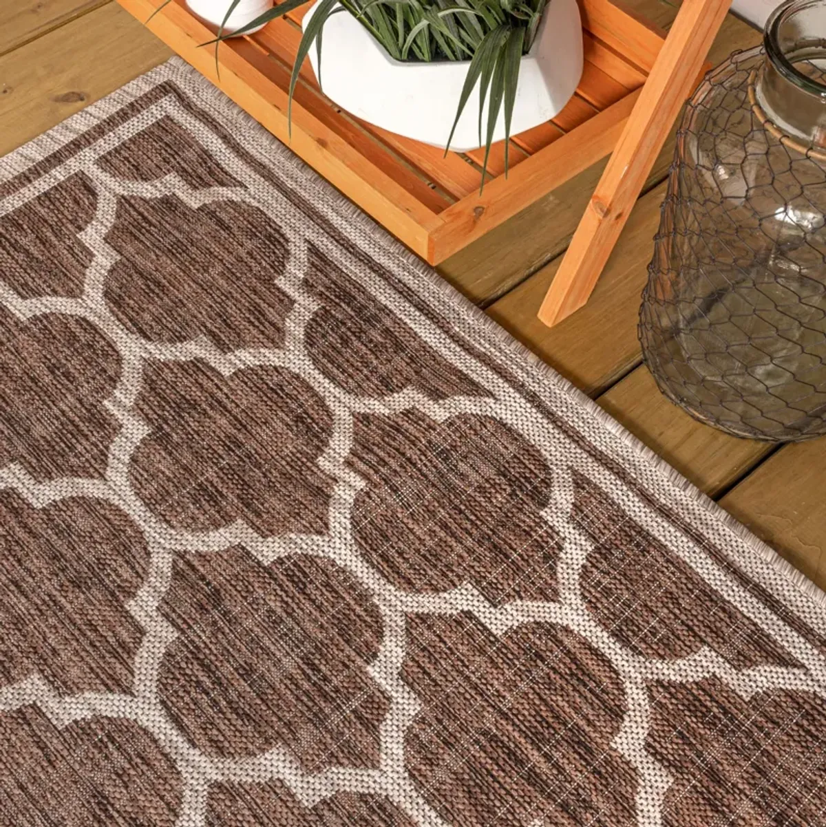 Trebol Moroccan Trellis Textured Weave Indoor/Outdoor Area Rug