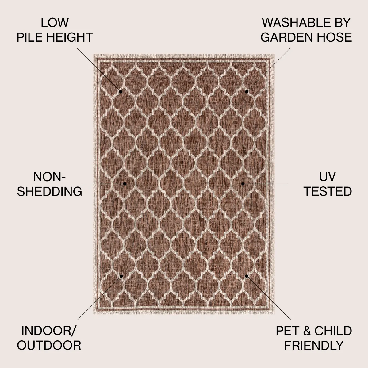 Trebol Moroccan Trellis Textured Weave Indoor/Outdoor Area Rug