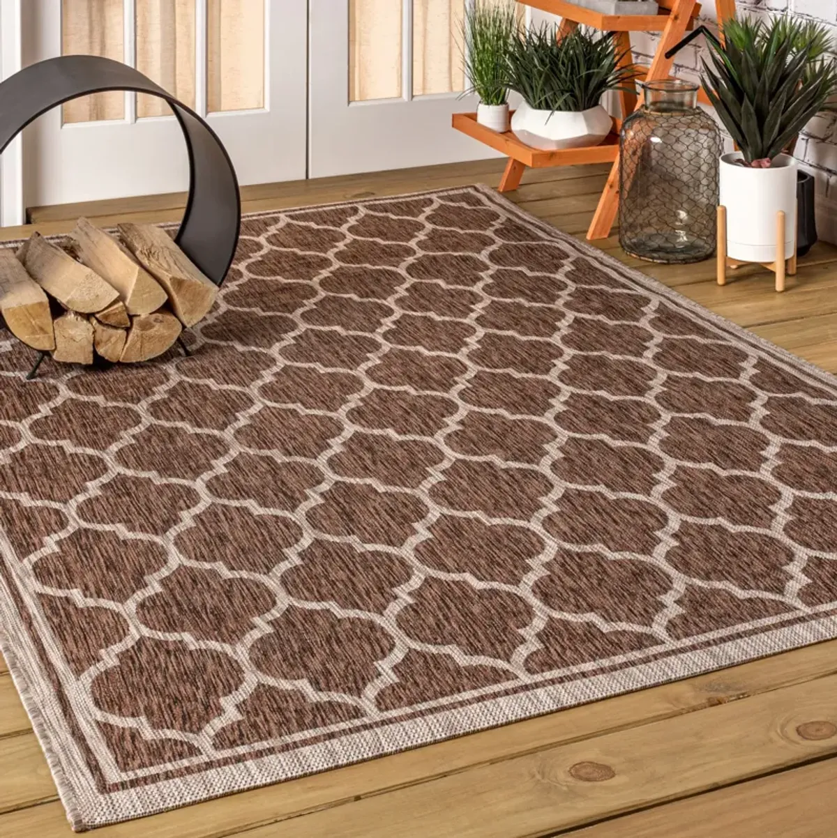 Trebol Moroccan Trellis Textured Weave Indoor/Outdoor Area Rug