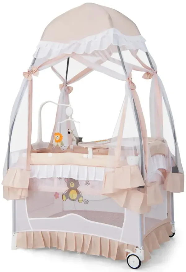 Convertible Bassinet with Removable Changing Table and Detachable Mesh Net
