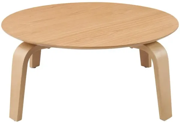 Omax Decor Mod Round Shape Mid-Century Wood Coffee Table in Oak