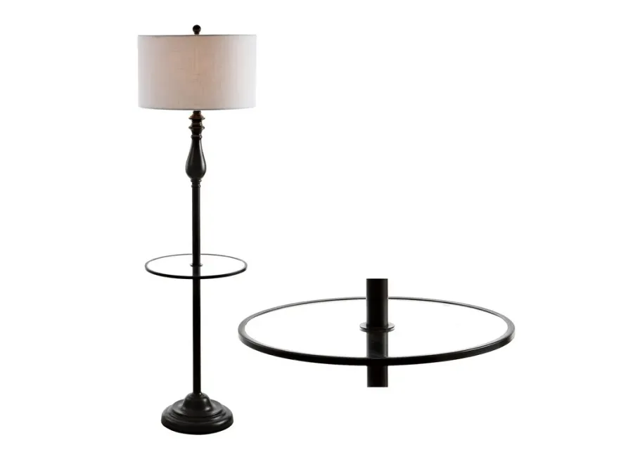 Laine 60" Metal/Glass LED Side Table and Floor Lamp, Oil Rubbed Bronze