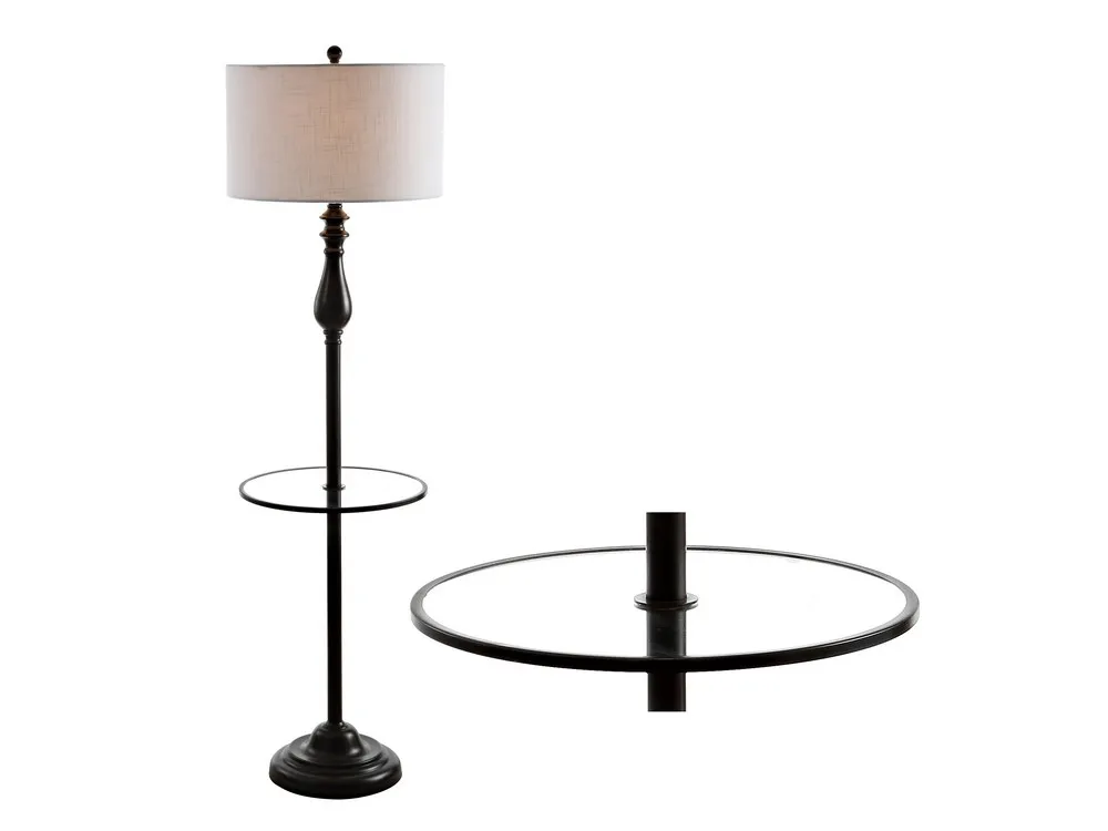 Laine 60" Metal/Glass LED Side Table and Floor Lamp, Oil Rubbed Bronze