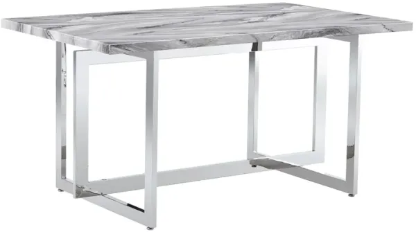 Hivvago Rectangular Marble Dining Table with Faux Marble Top and  UShape Base