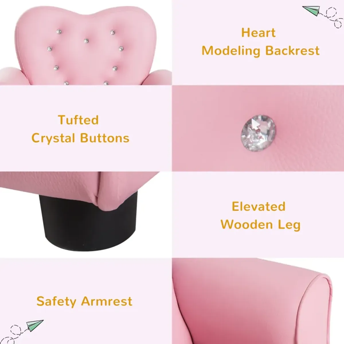 Kid Teen Sofa Armrest Chair Couch Children Toddler Birthday Gift Girls Pink