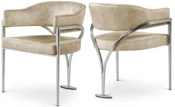 Meridian Furniture Madelyn Beige Velvet Dining Chair, Set of 2