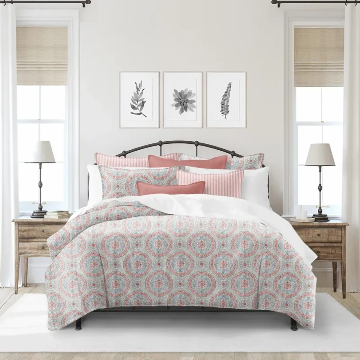 6ix Tailors Fine Linens Zayla Coral Duvet Cover Set