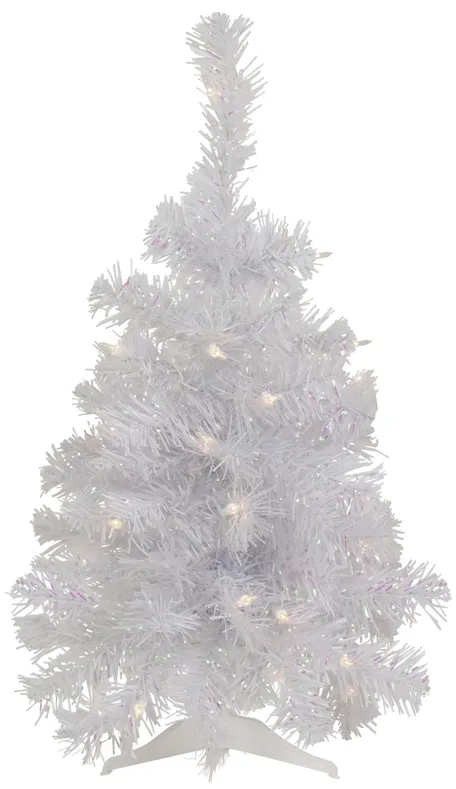 2' Pre-lit Rockport White Pine Artificial Christmas Tree  Clear Lights