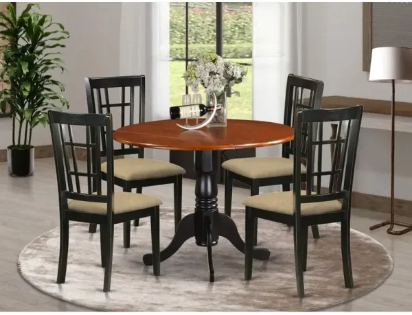 East West Furniture DLNI5-BCH-C 5 PC Kitchen Table set-Dining Table and 4 Wood Kitchen Chairs