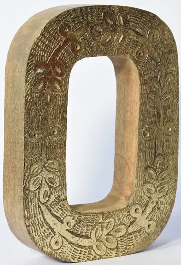 Vintage Natural Gold Handmade Eco-Friendly "O" Alphabet Letter Block For Wall Mount & Table Top Décor
