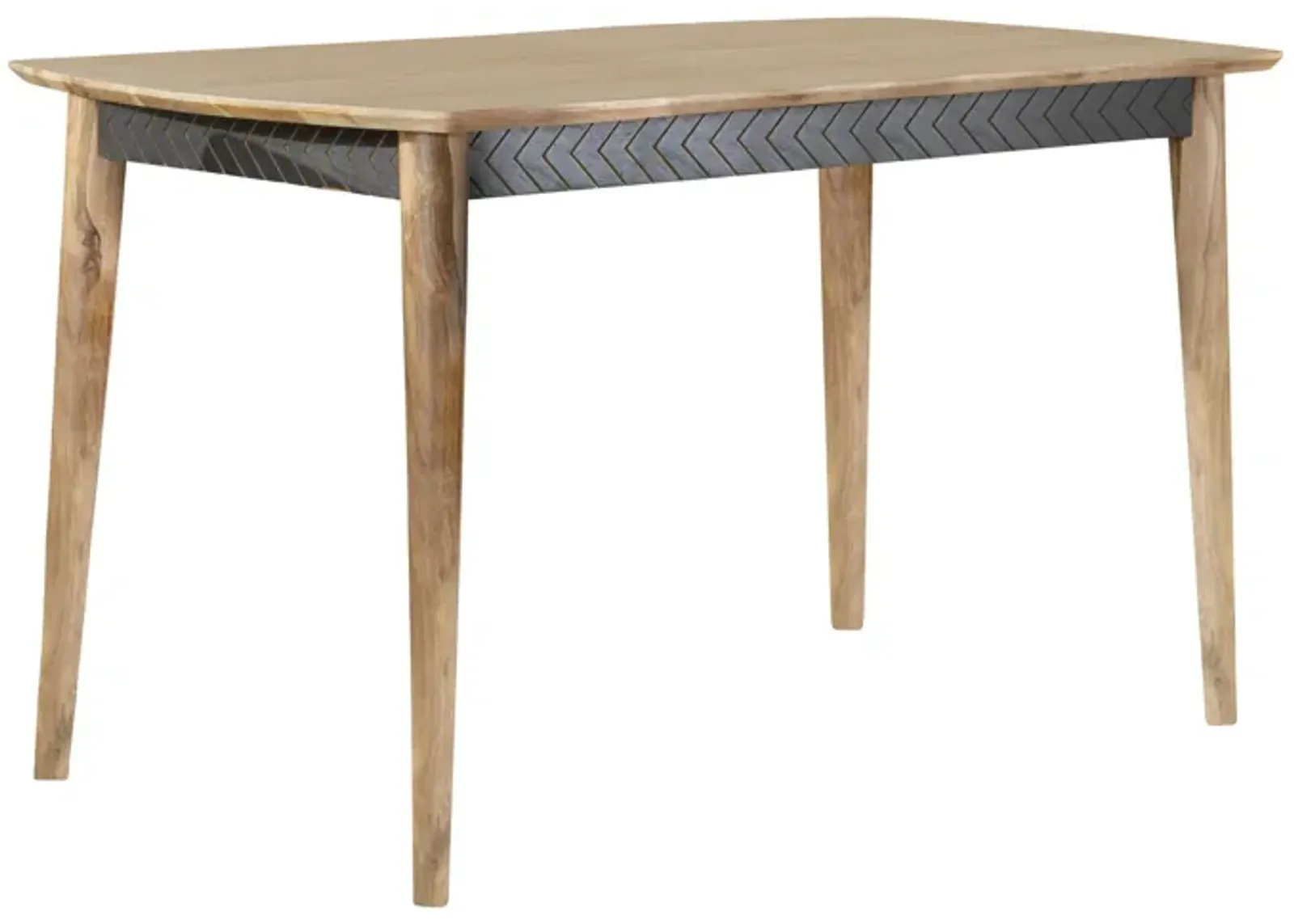 Hom 60 Inch Counter Height Dining Table, Chevron Style Apron, Brown Wood - Benzara