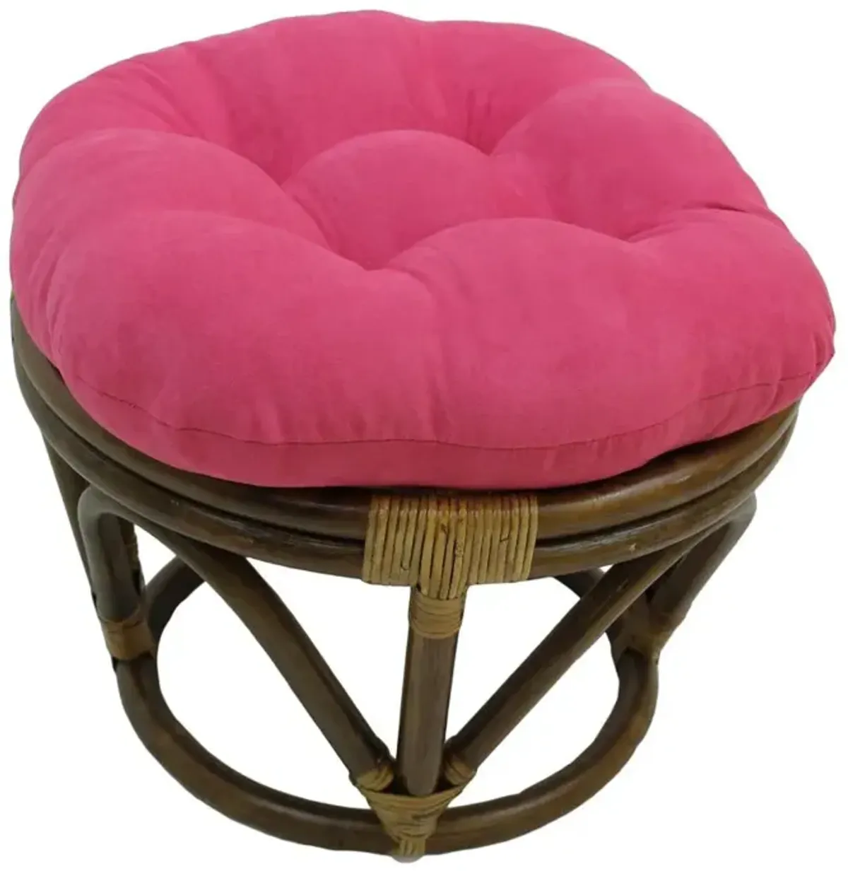 Rattan Ottoman with Micro Suede Cushion