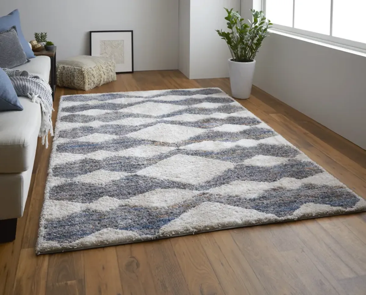 Mynka 39IFF Tan/Ivory/Blue 4' x 6' Rug