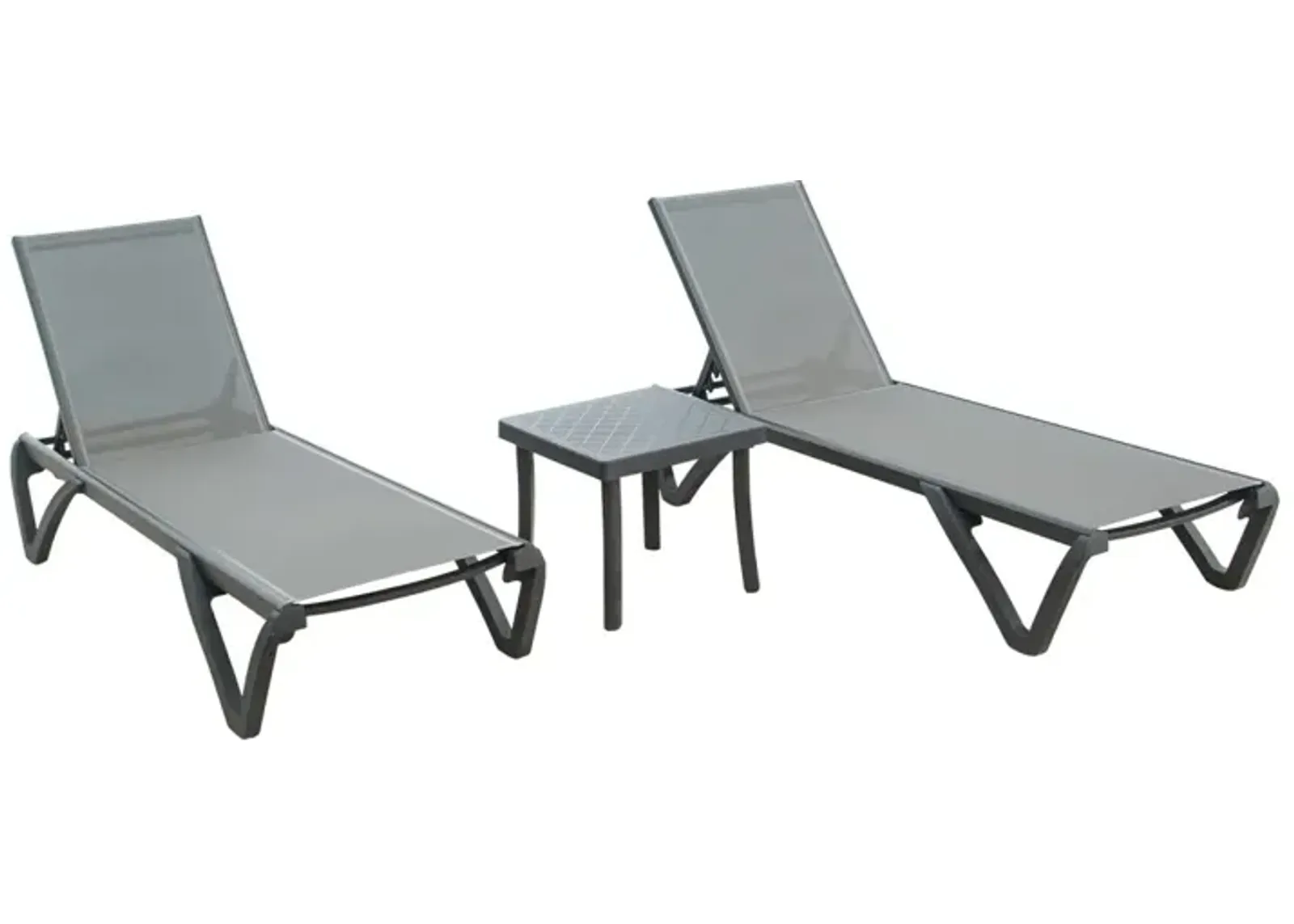 3-Piece Patio Chaise Lounge Set with Table