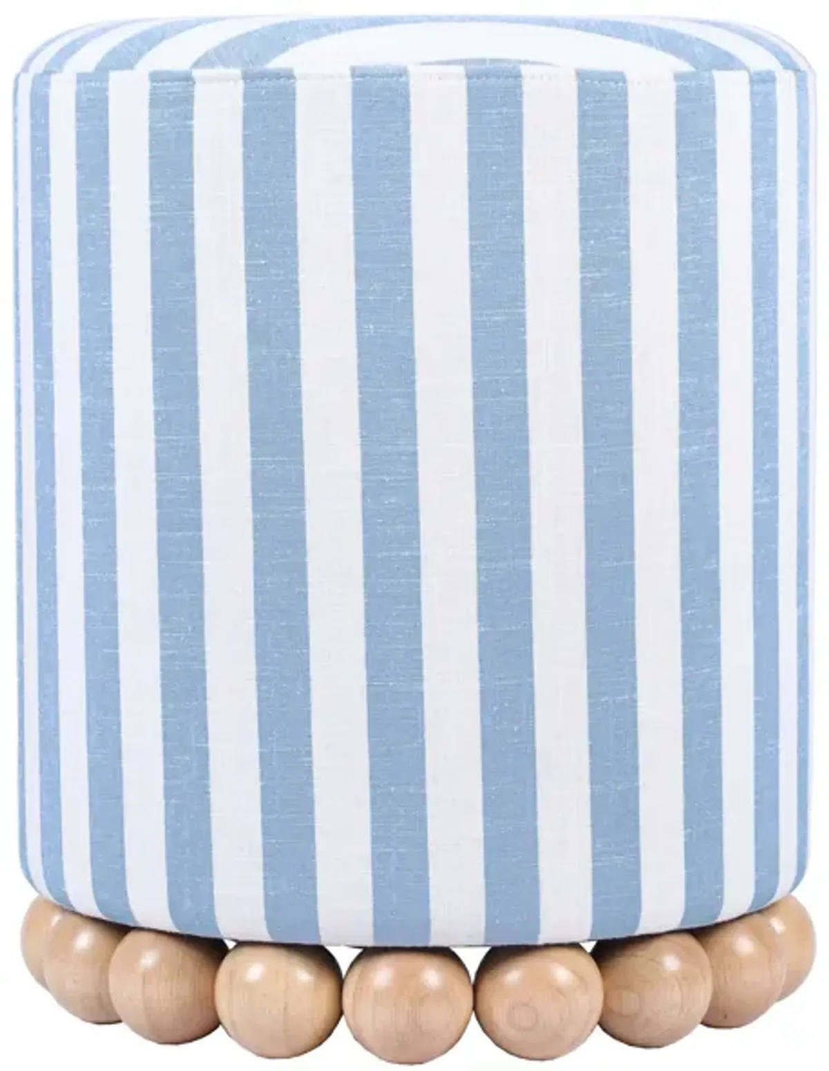 Dex Striped Linen Ottoman in Blue