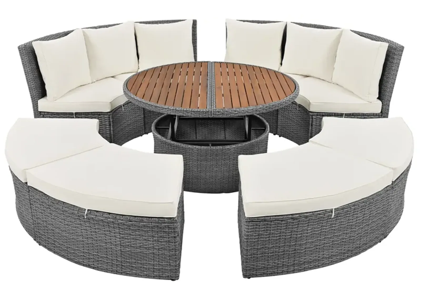 Merax 5-Piece Round Rattan Sectional Sofa Set