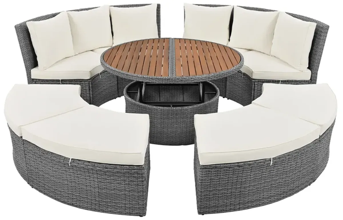 Merax 5-Piece Round Rattan Sectional Sofa Set