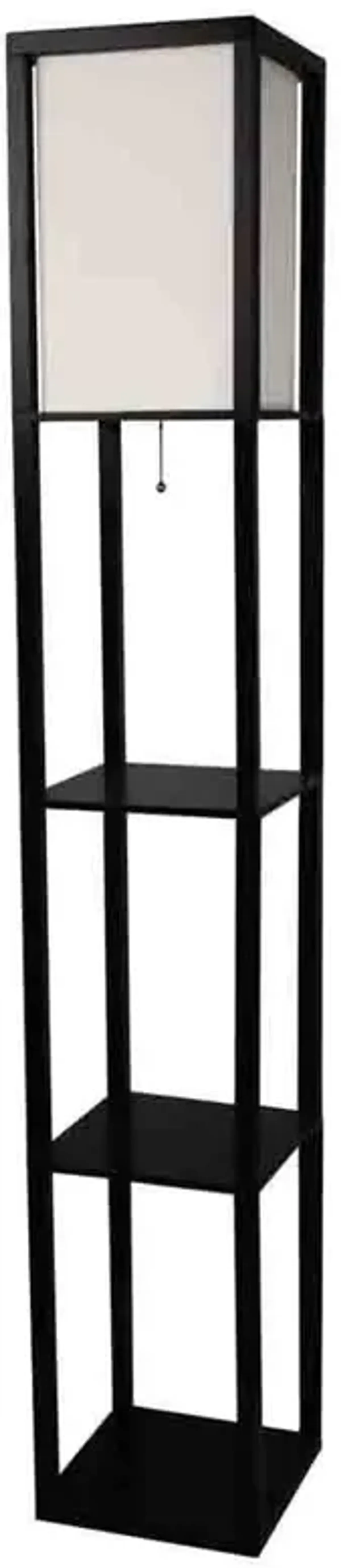 Modern Floor Lamp with Shelves – 3-Tier Display & Linen Shade for Home & Office