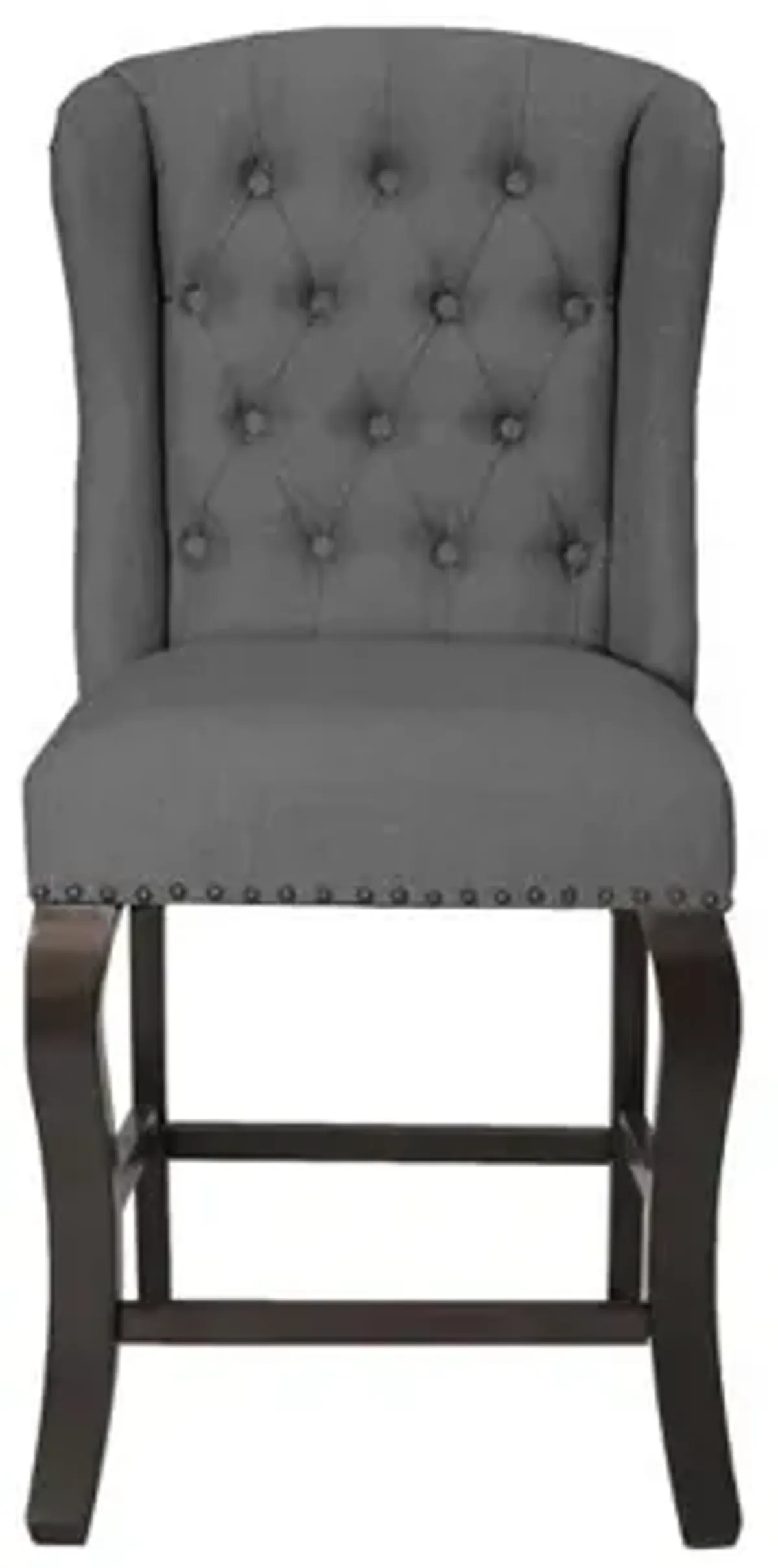 Counter Height Upholstered Side Chairs with Tufted Buttons and Nailhead Trim