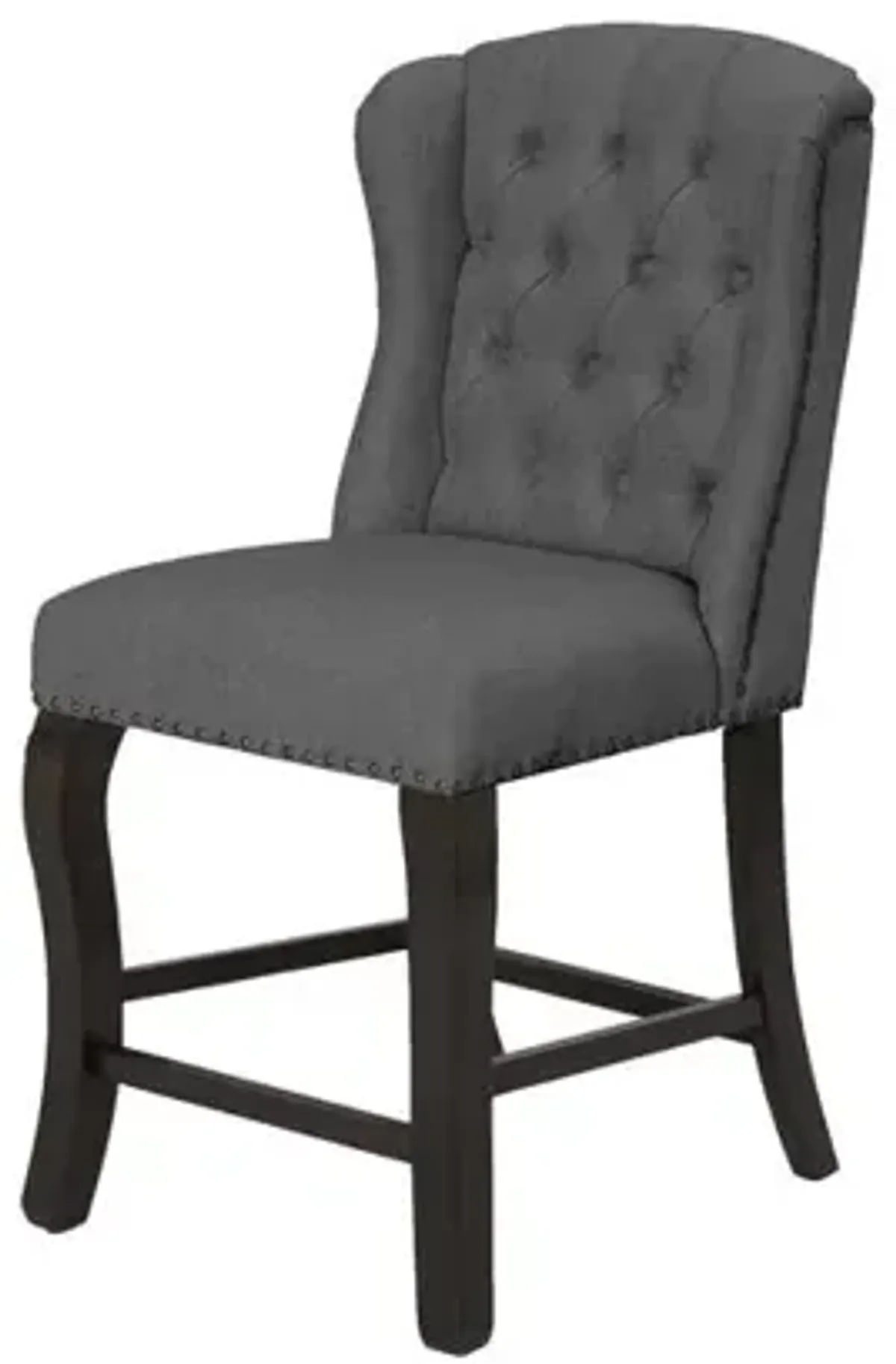 Counter Height Upholstered Side Chairs with Tufted Buttons and Nailhead Trim