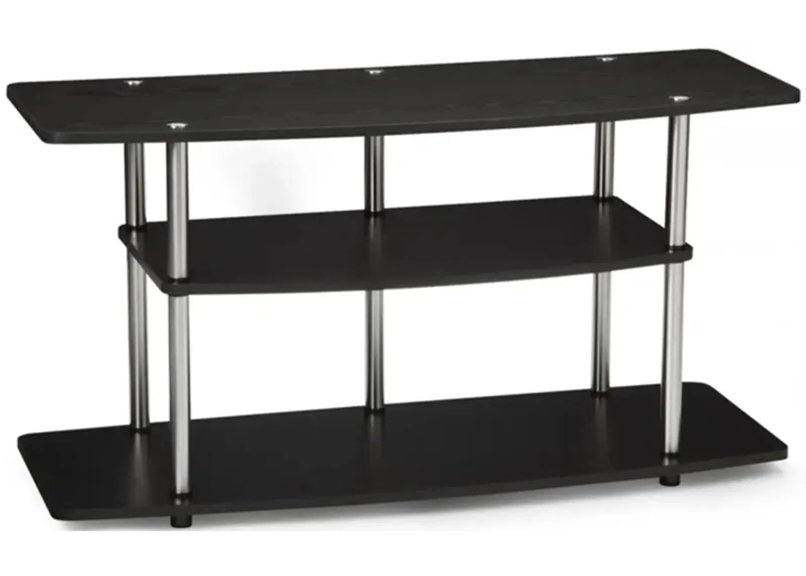 Hivvago 3-Tier Flat Screen TV Stand in Black Wood Grain / Stainless Steel