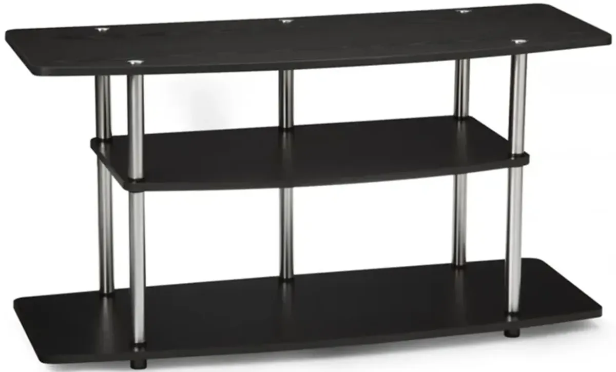 Hivvago 3-Tier Flat Screen TV Stand in Black Wood Grain / Stainless Steel