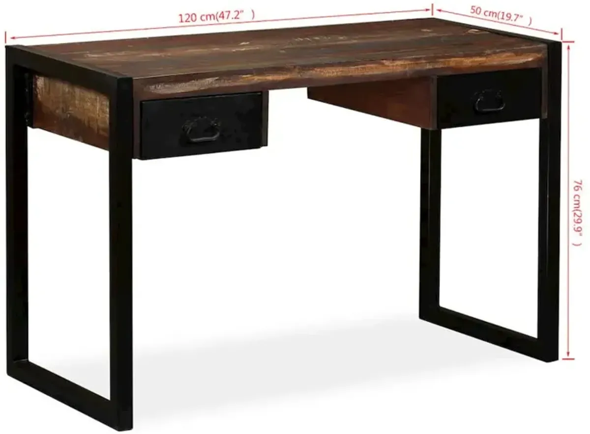 vidaXL Desk with 2 Drawers Solid Reclaimed Wood 47.2"x19.7"x29.9", 244905