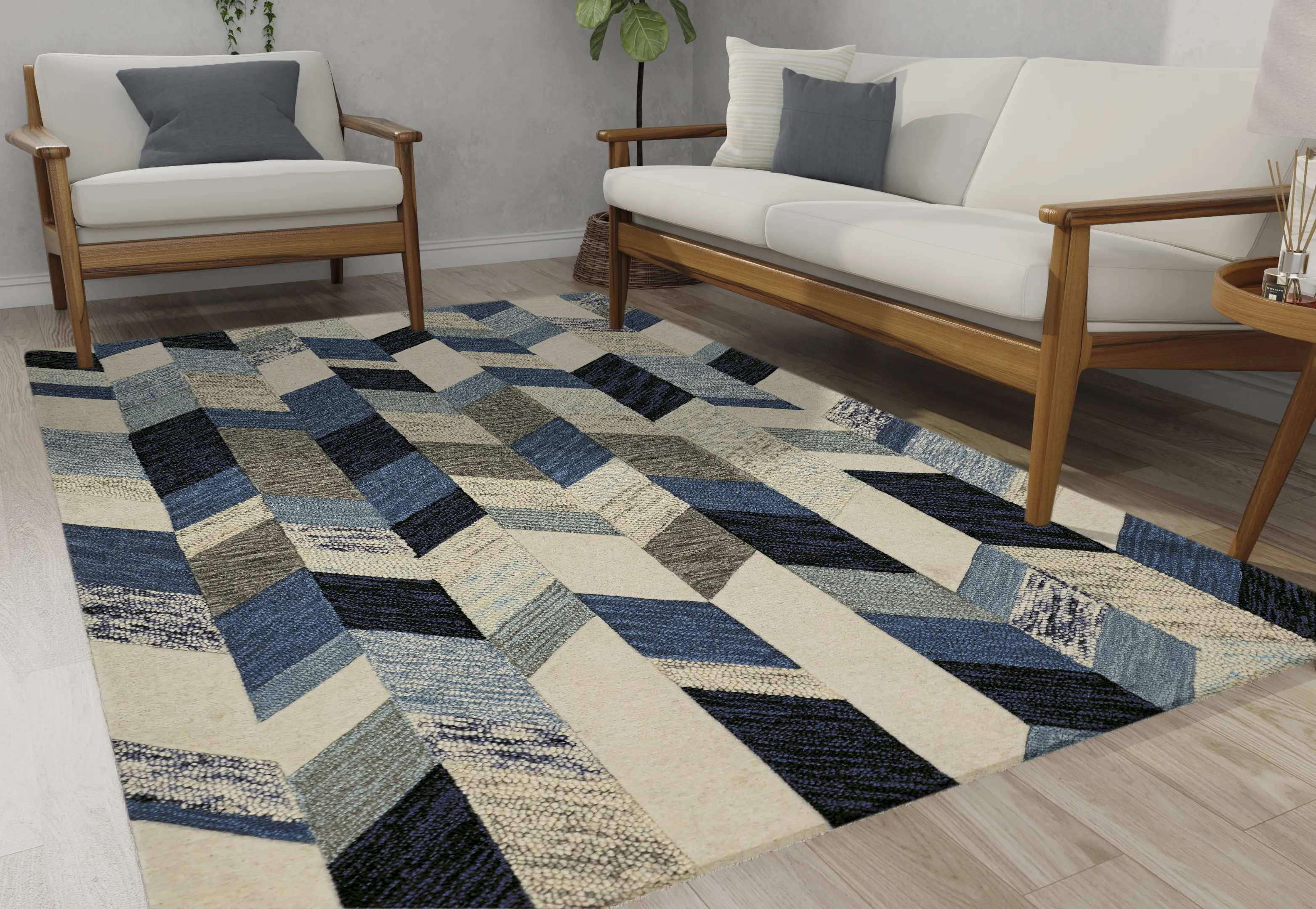 Arazad 8446F Blue/Ivory/Gray 5' x 8' Rug