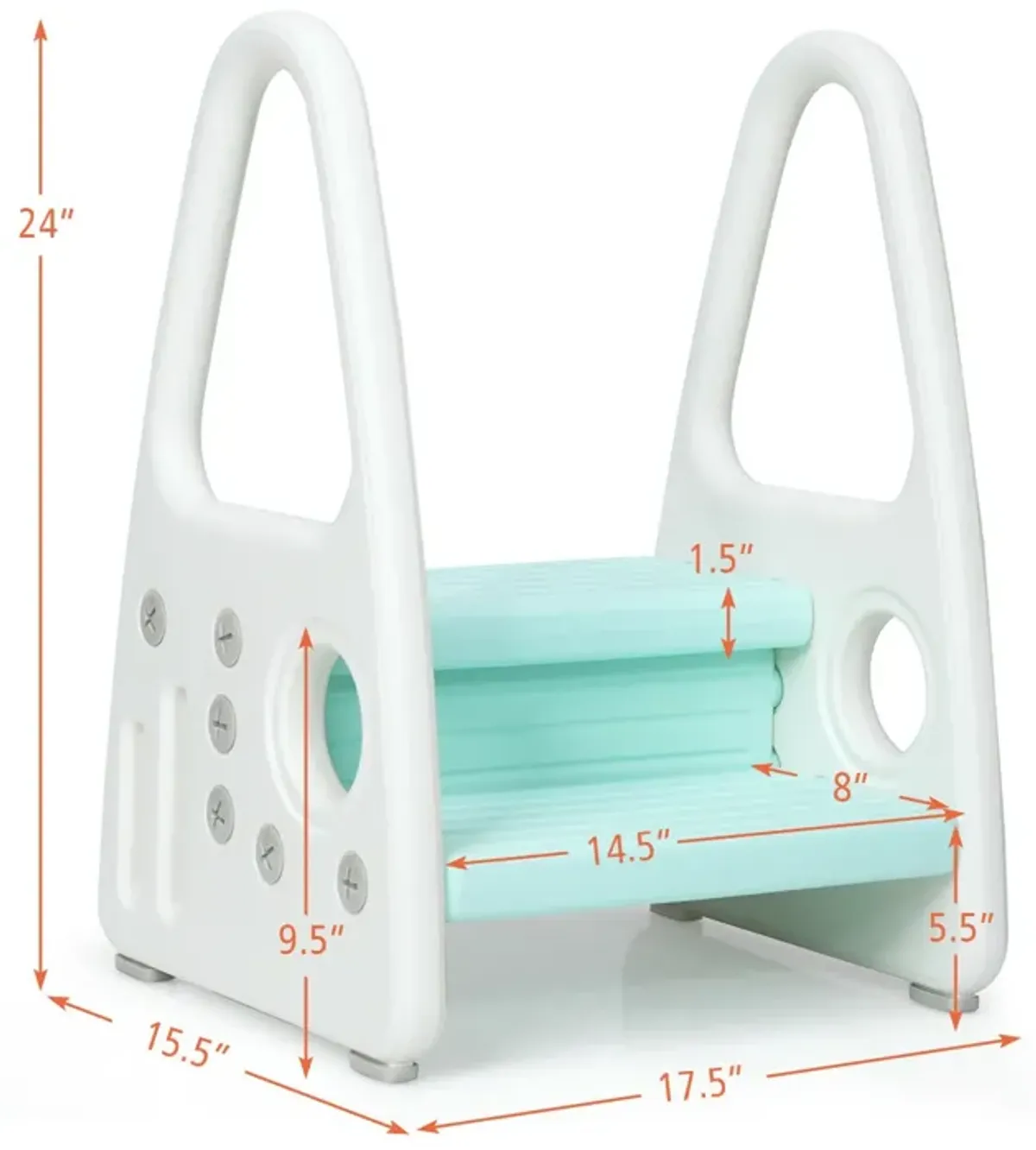 Kids Step Stool Learning Helper with Armrest for Kitchen Toilet Potty Training