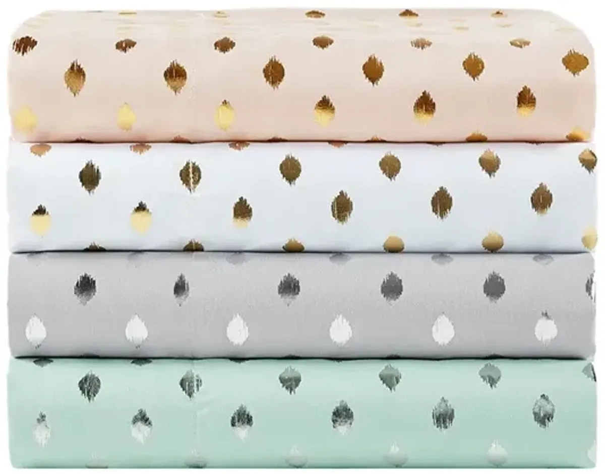 Gracie Mills Juniper Metallic Ikat Dot Printed Sheet Set