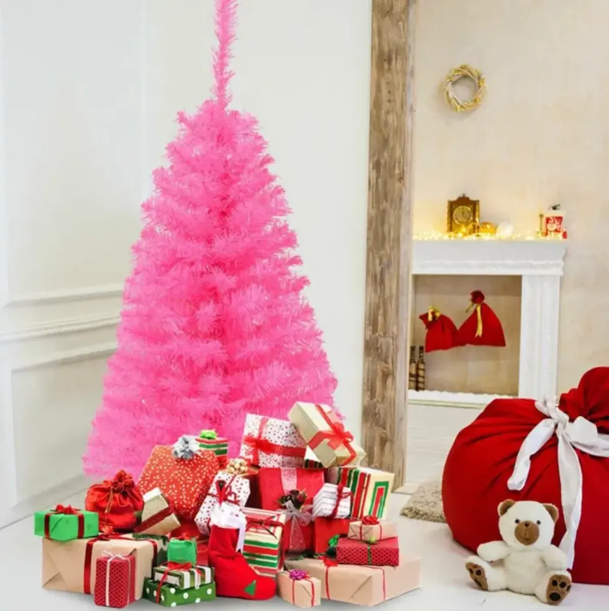 36 Inch Unlit Artificial Christmas Mini Tree with Plastic Stand