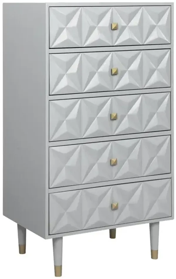 Linon Five Drawer Geo Texture Chest, Grey
