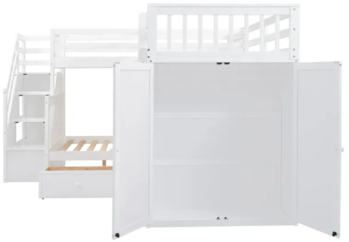 Merax  L-Shaped Bunk Bed With 3 Drawers