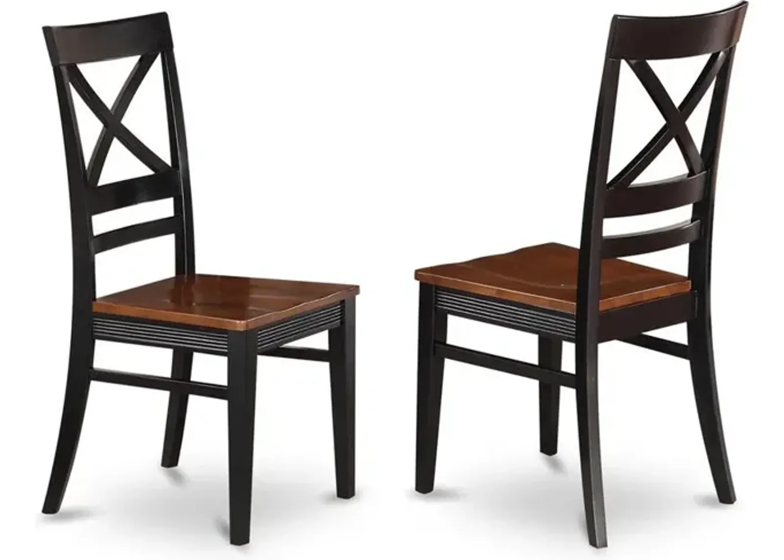 East West Furniture Quincy  Dining  Dining  room  Chair  With  X-Back  in  Black  &  Cherry  Finish,  Set  of  2