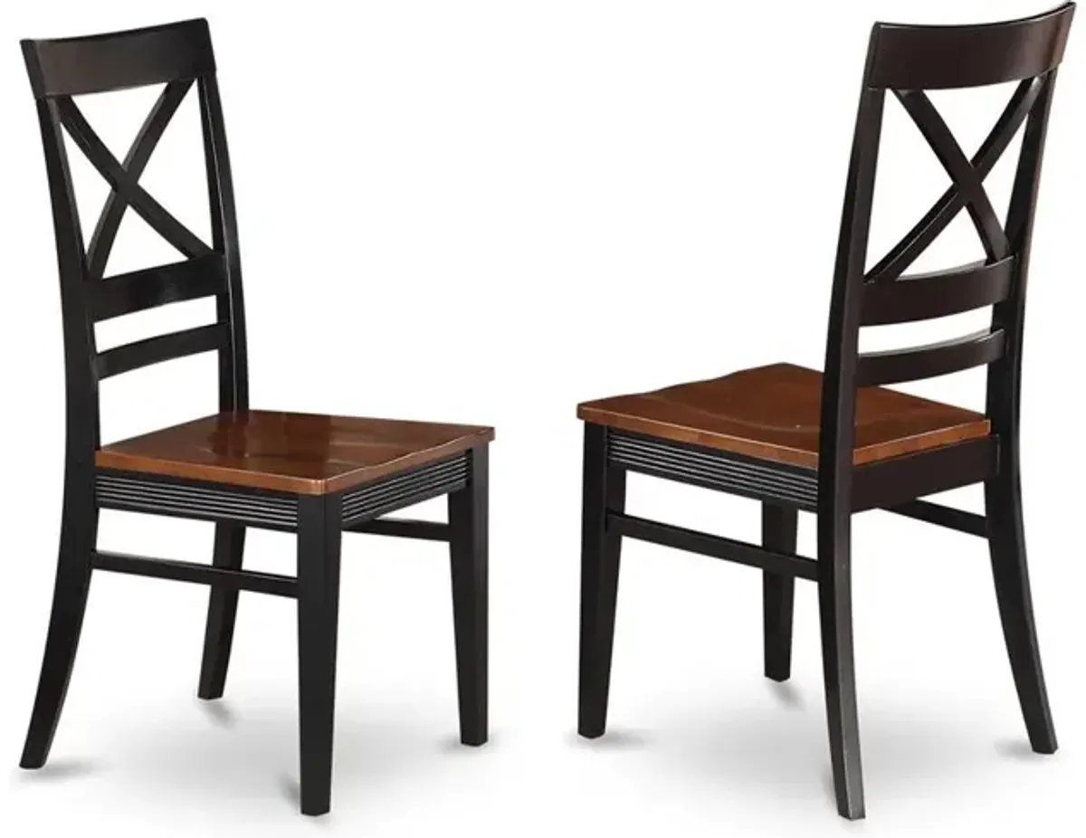 East West Furniture Quincy  Dining  Dining  room  Chair  With  X-Back  in  Black  &  Cherry  Finish,  Set  of  2