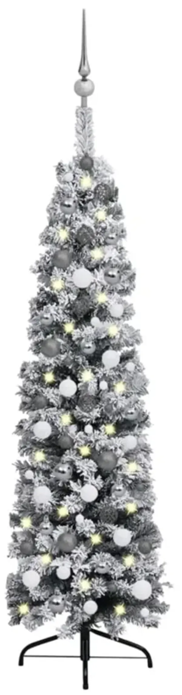 vidaXL Slim Artificial Christmas Tree with LEDs&Ball Set Green 59.1"
