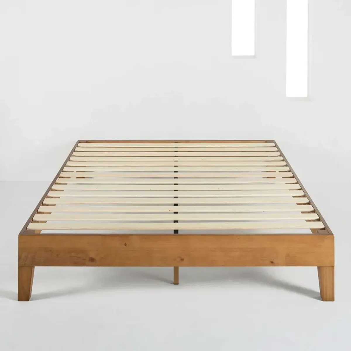 Hivvago Full size Mid-Century Modern Solid Wood Platform Bed Frame in Natural