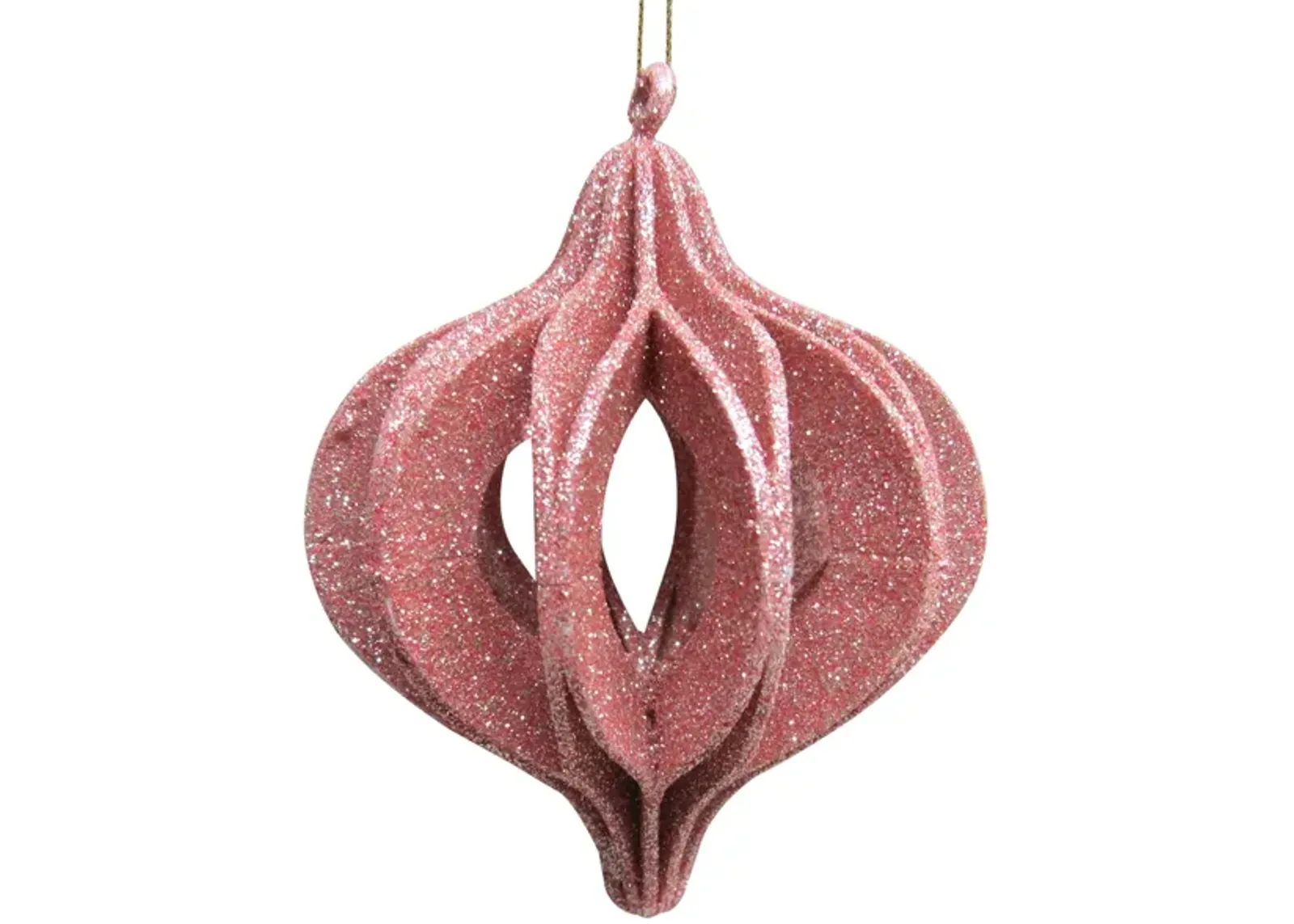 Champagne Open Cut Glitter Onion Shatterproof Christmas Ornament 5" (127mm)