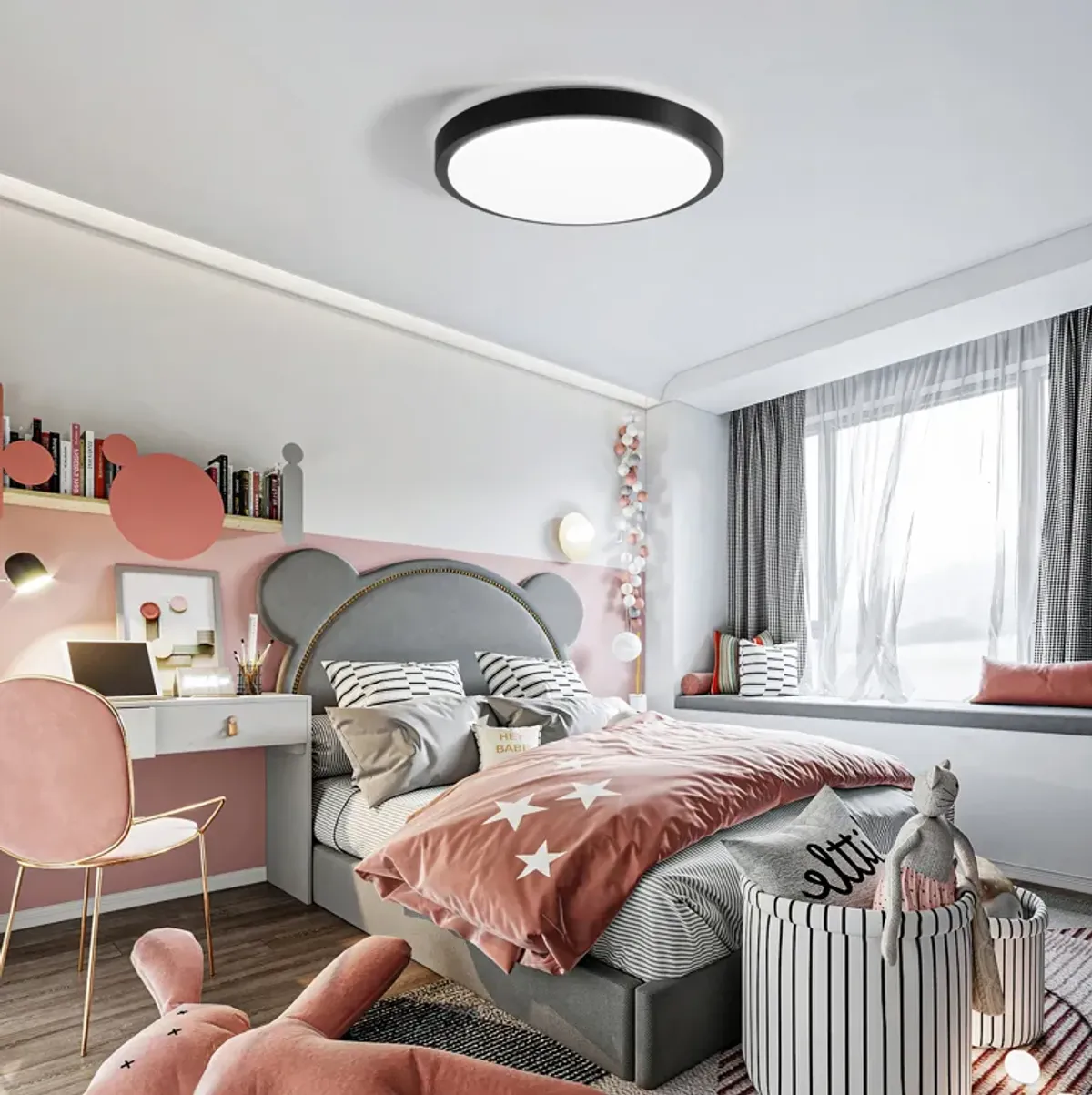 Quickway Imports 4-Piece 12" Round LED Ceiling Light Fixture - Modern Flush Mount 24W 6500K Cool Daylight Energy - Ideal for Office Kitchen Bedroom Living Room Bathroom Dining Room and Entryway, White