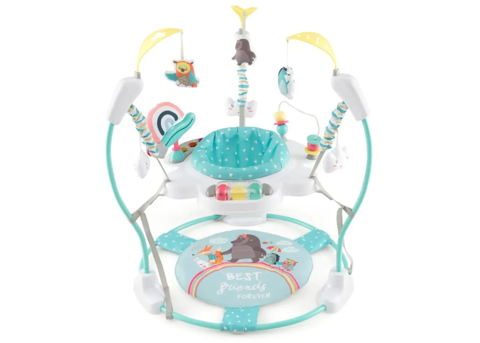 Hivvago Baby Activity Center Height Adjustable Baby Bouncing Saucer with Interactive Toys-Blue