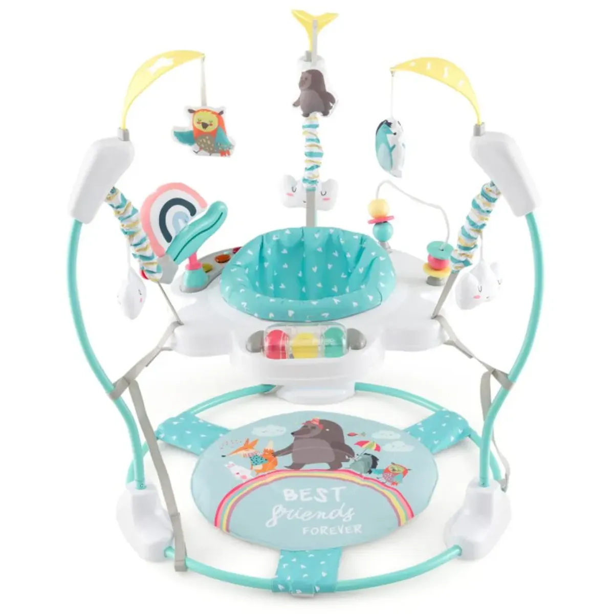 Hivvago Baby Activity Center Height Adjustable Baby Bouncing Saucer with Interactive Toys-Blue