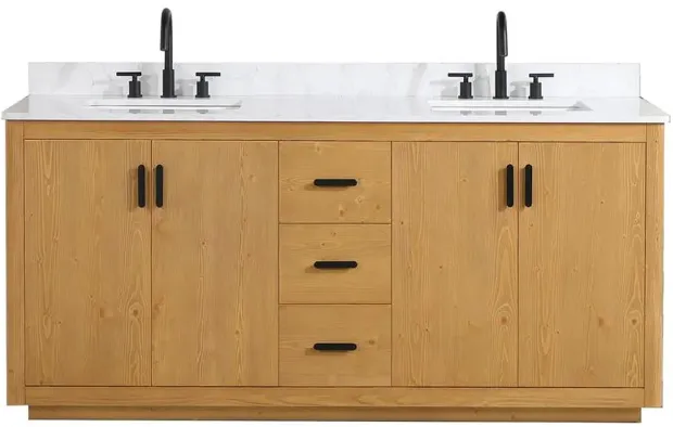 Altair 72 Double Bathroom Vanity in Natural Wood without Mirror