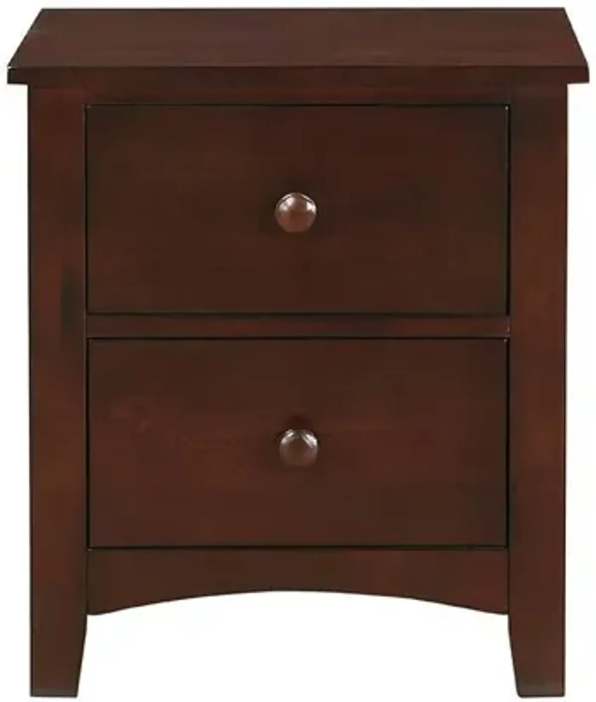 Dark Oak Finish Nightstand 2-Drawers Pine Veneer MDF Wooden 1 Piece Modern Nightstand