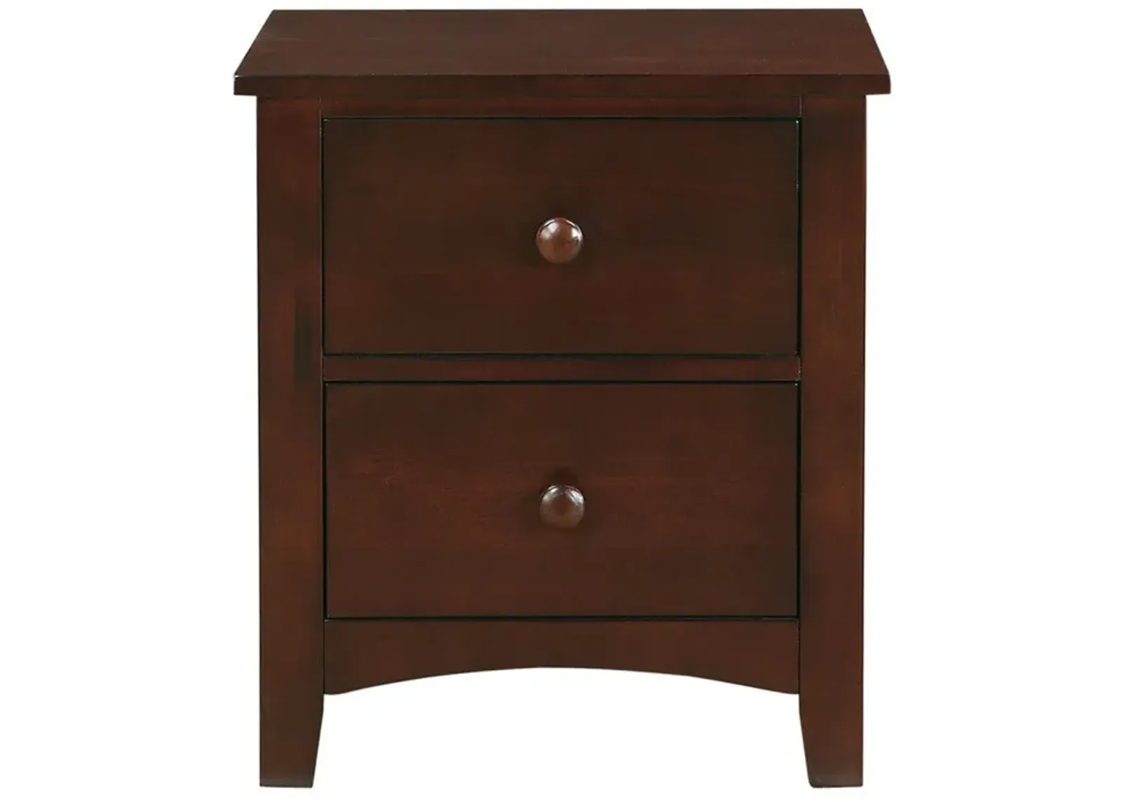 Dark Oak Finish Nightstand 2-Drawers Pine Veneer MDF Wooden 1 Piece Modern Nightstand