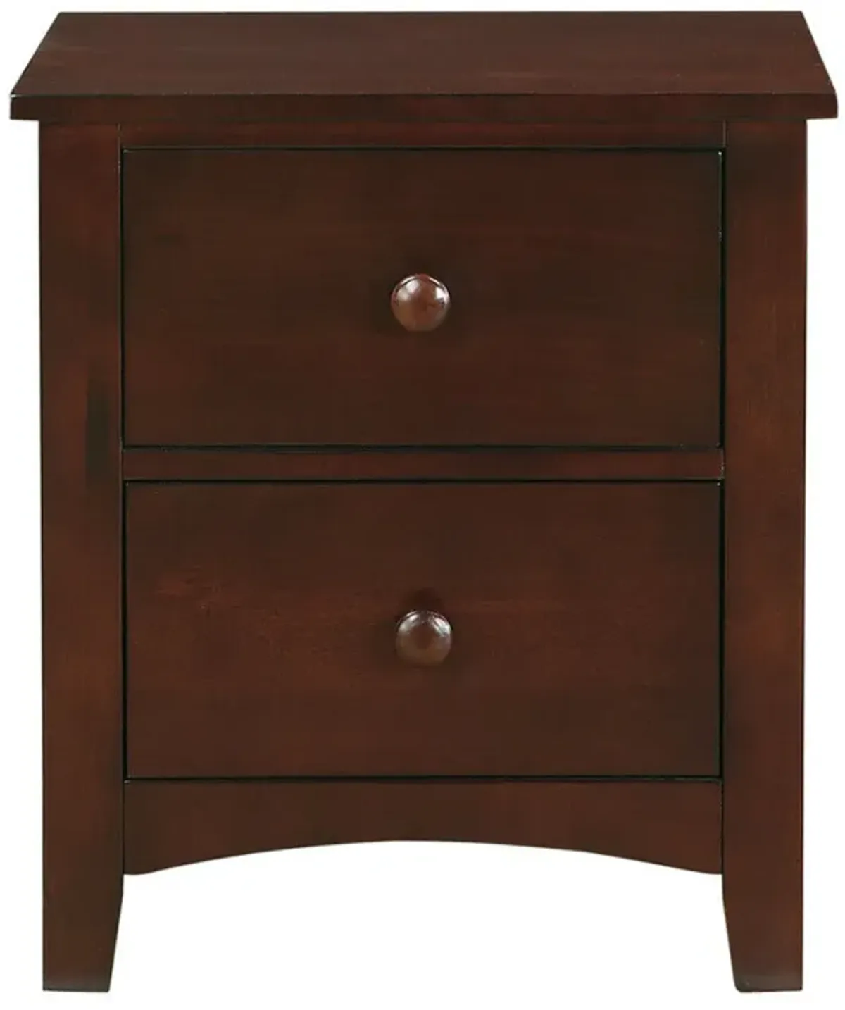 Dark Oak Finish Nightstand 2-Drawers Pine Veneer MDF Wooden 1 Piece Modern Nightstand