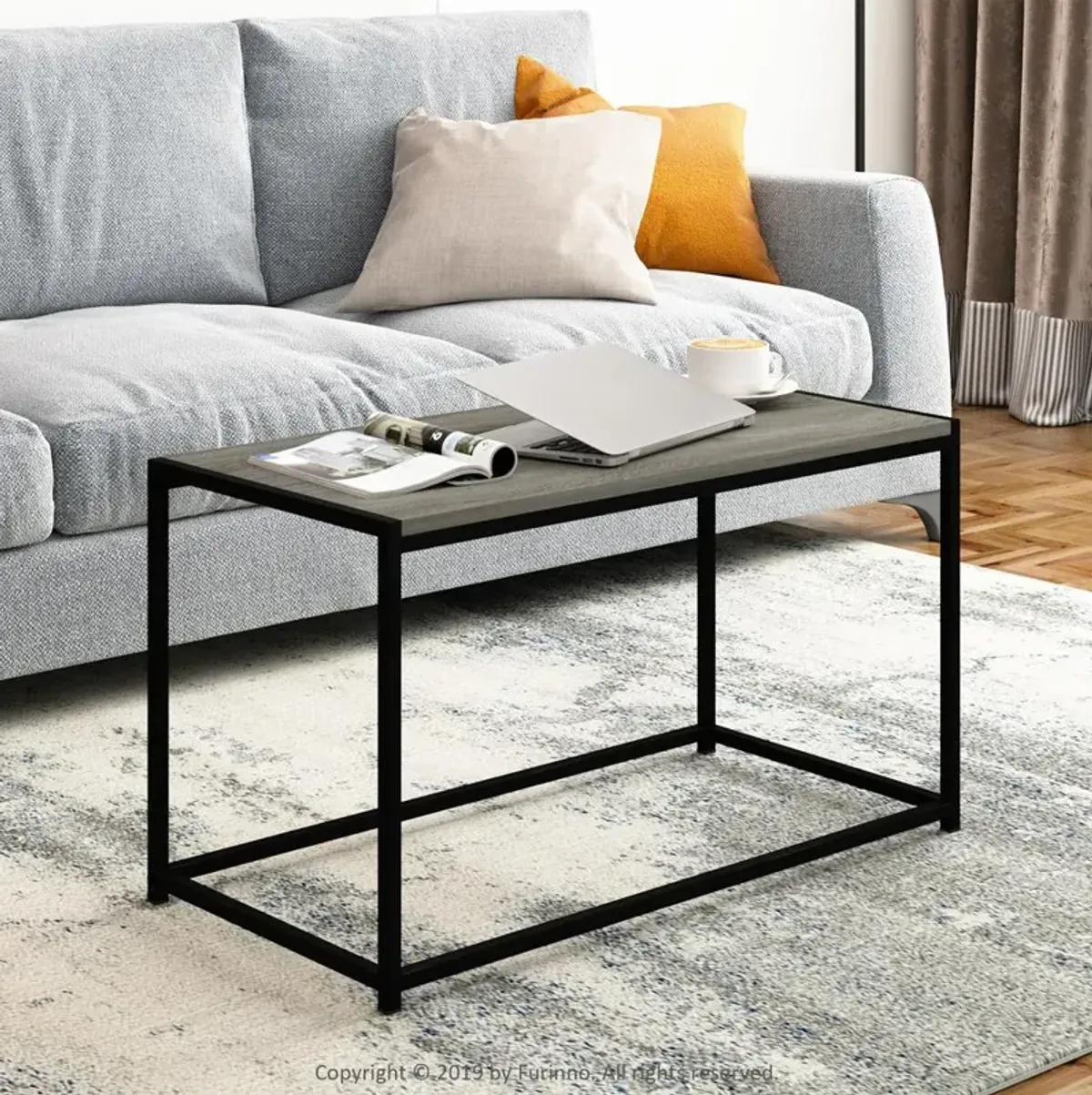 Furinno Camnus Modern Living Coffee Table, French Oak Grey