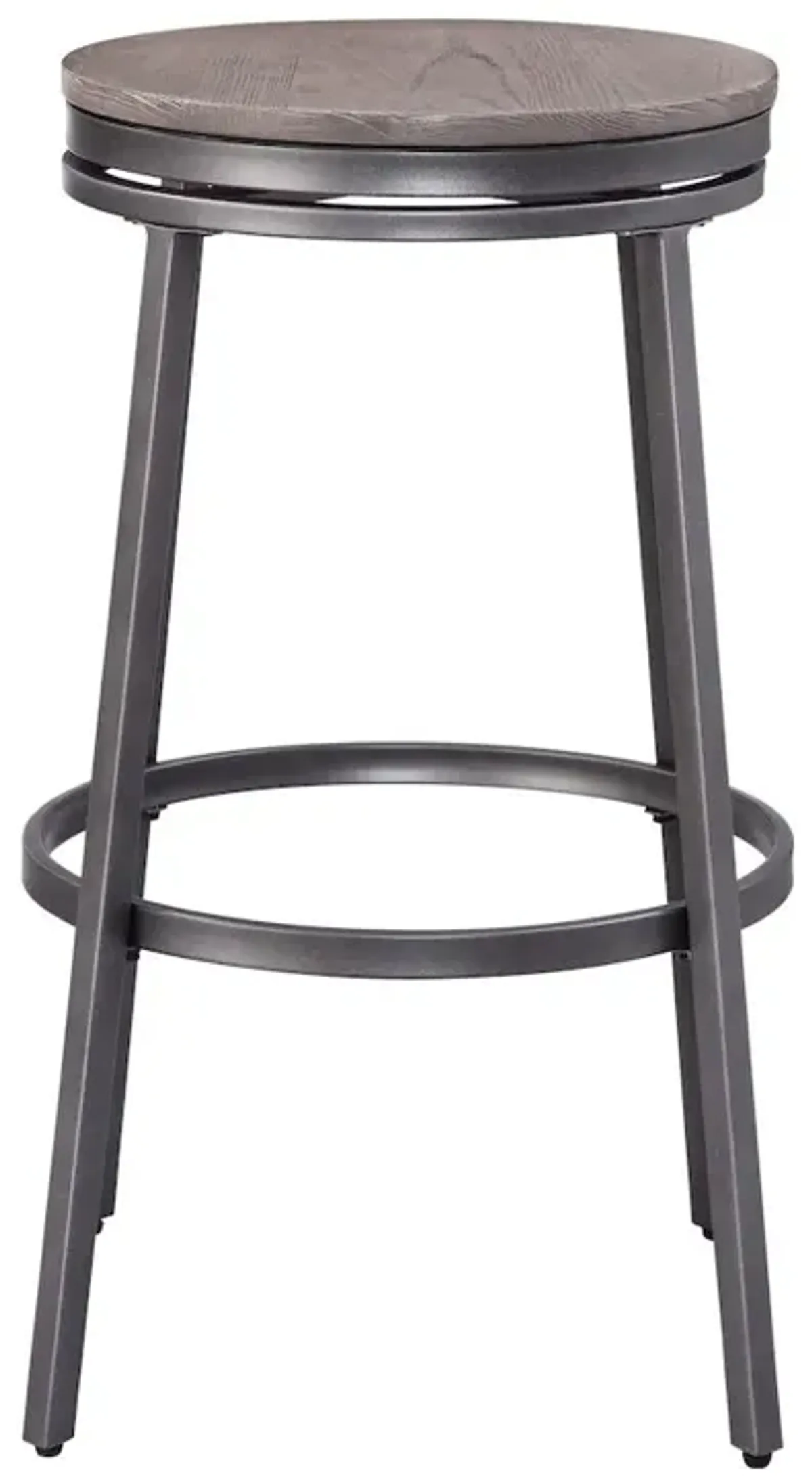 Stockton 30" Backless Metal Swivel Stool - Slate Grey - Grey Oak Seat