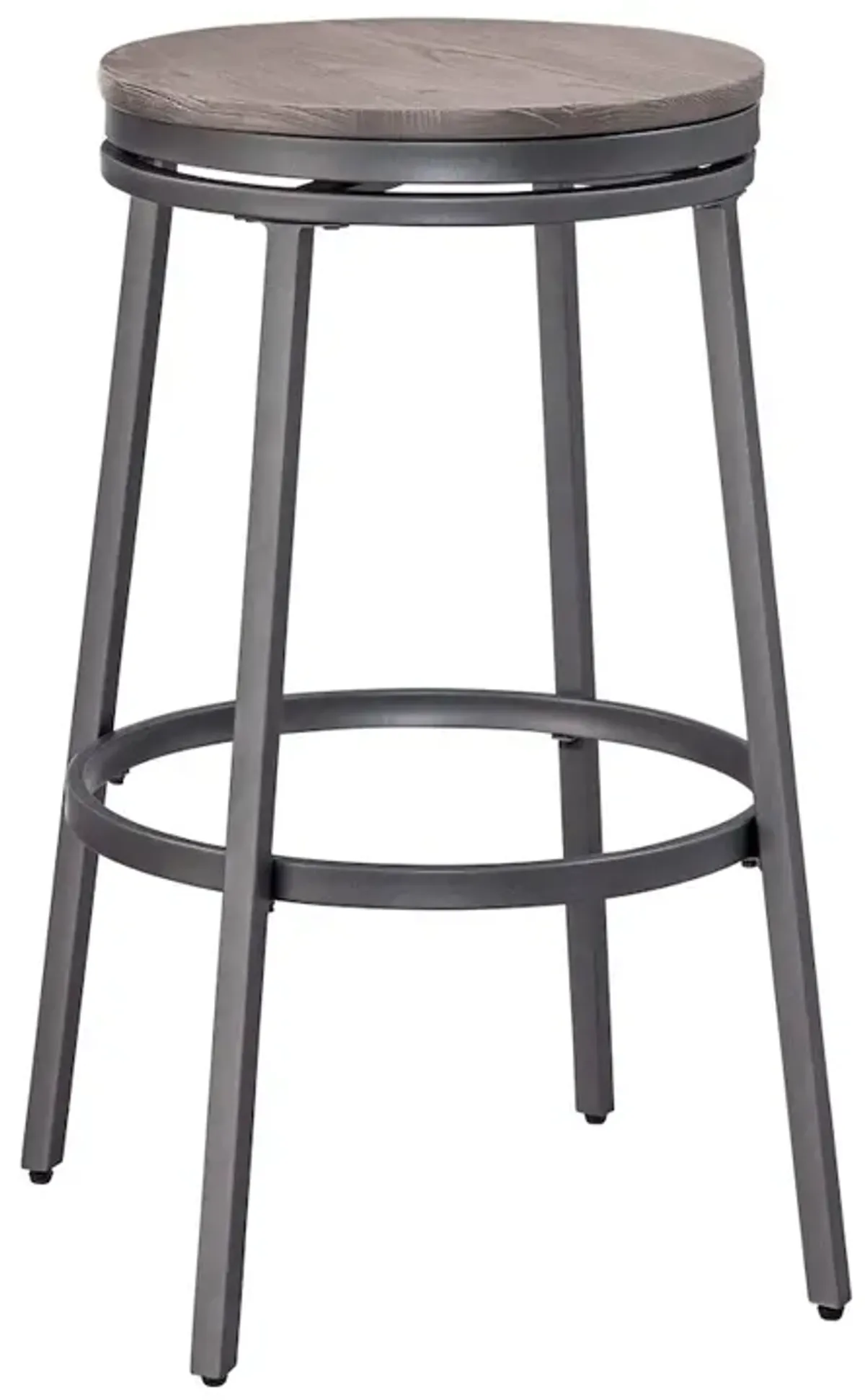 Stockton 30" Backless Metal Swivel Stool - Slate Grey - Grey Oak Seat